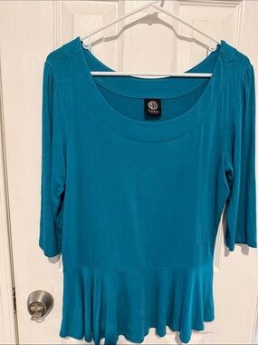 bobeau Teal Crewneck Knit Top